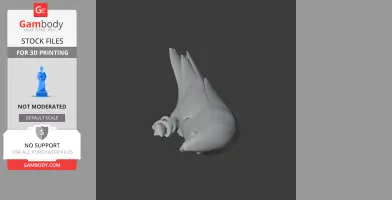3D model of a prehistoric barred parakeet, showcasing detailed features for 3D printing.