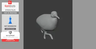 3D model of a barred tinamou, featuring a rounded body and simple features, designed for printing.