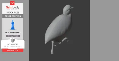 3D model of a barred tinamou bird in a standing pose, designed for 3D printing.