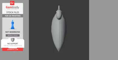 Top view of a 3D model resembling a barred tinamou bird, streamlined for 3D printing.