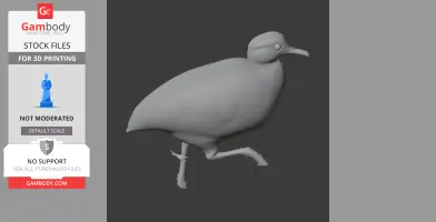 3D model of a barred tinamou, a prehistoric bird, suitable for 3D printing.