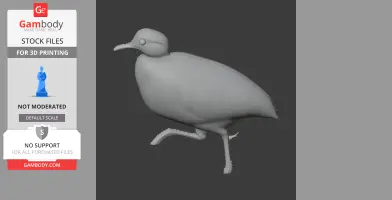 3D model of a barred tinamou bird, standing profile view for 3D printing.