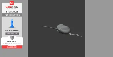 A 3D model of a barred wren-warbler with prominent wings and tail, designed for 3D printing.