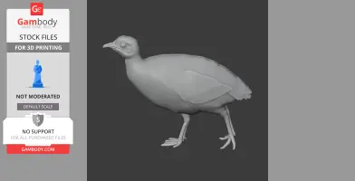 3D model of Bartlett's tinamou bird, standing upright, with intricate feather and leg details.