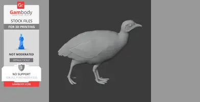A 3D model of a Bartlett's tinamou, a prehistoric bird, designed for 3D printing.
