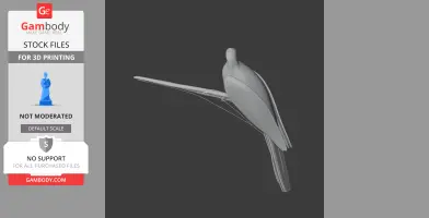 A 3D model of a Barusan cuckoo-dove perched on a branch, designed for 3D printing.