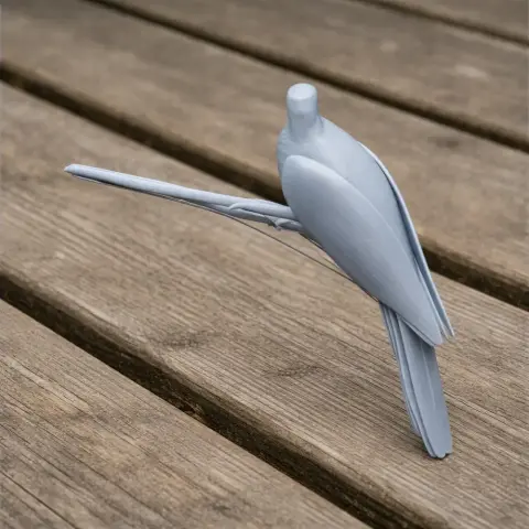 3D model of a Barusan cuckoo-dove perched on a wooden surface.