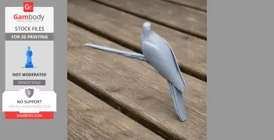 A 3D printed model of a Barusan cuckoo-dove perched on a wooden surface.