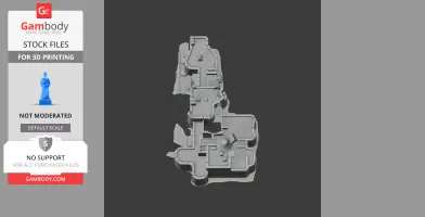 Top-down view of a Danes Castle 3D model, showing detailed architectural layout.