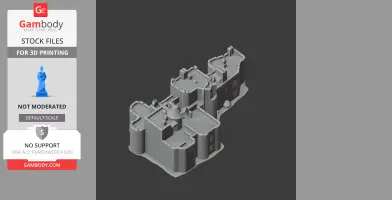 A detailed 3D model of a medieval castle with towers and walls, designed for 3D printing.