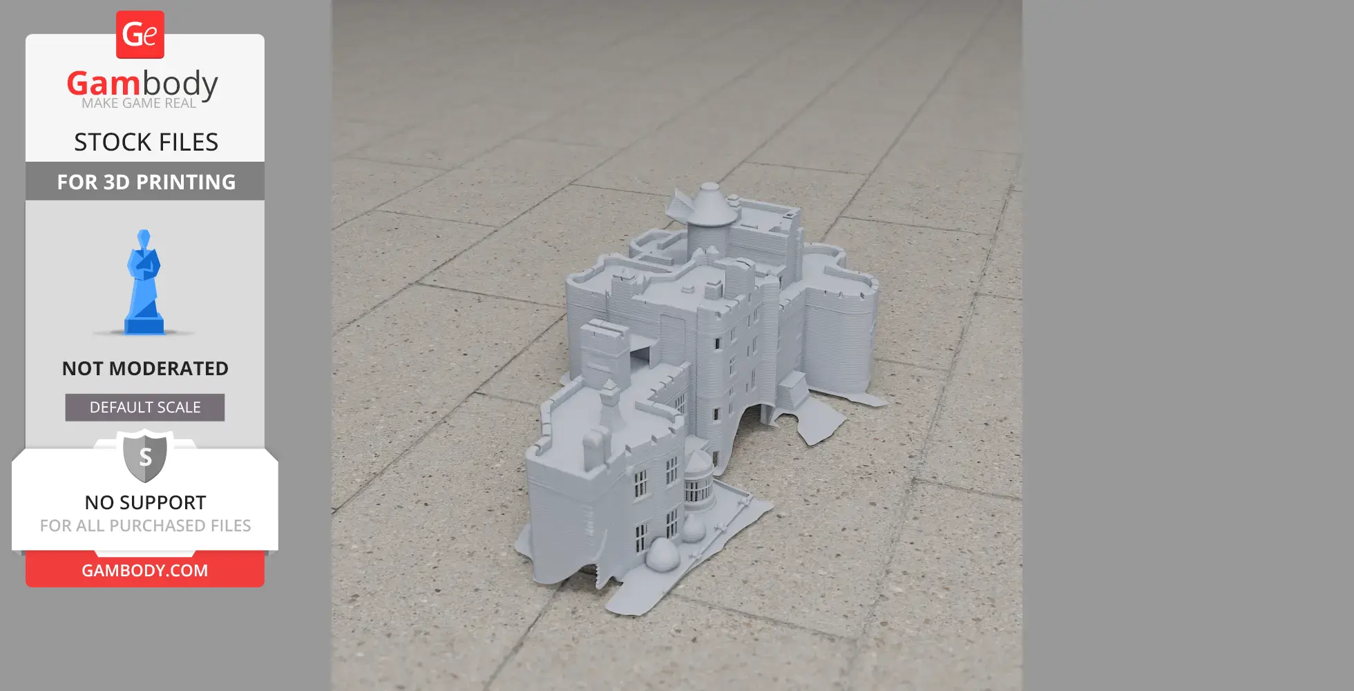 Miniature 3D model of a detailed castle, designed for 3D printing.