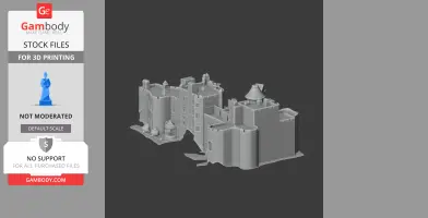 3D model of a detailed medieval castle with towers and walls, designed for 3D printing.