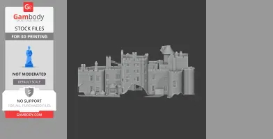 Detailed 3D model of a castle with towers and archway, designed for 3D printing.