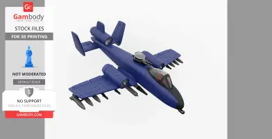 Blue, futuristic aircraft with twin engines and multiple missiles, designed for 3D printing.