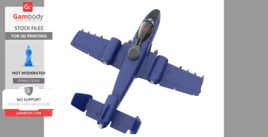Blue model of Cobra Rattler aircraft for 3D printing, viewed from above.