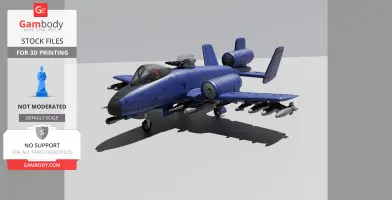 Blue Cobra Rattler aircraft model with weaponry, designed for 3D printing, displayed on Gambody.