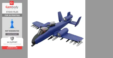 Blue military jet model with twin engines and missiles, designed for 3D printing.