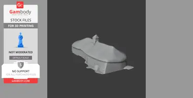 3D model of a Dartmoor longhouse with a sloped roof and chimney for 3D printing.