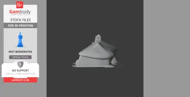 A 3D model of a traditional Dartmoor longhouse with a sloped roof and stone-like texture for printing.