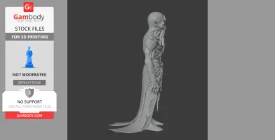 A detailed alien-like figurine with intricate textures and elongated limbs, designed for 3D printing.