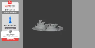 Detailed 3D model of a medieval castle with towers and walls on a base.