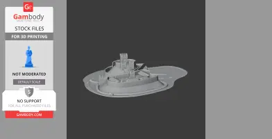 3D model of a medieval castle with towers and walls on an irregular base, designed for 3D printing.