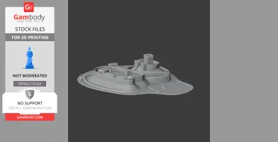 3D model of a fortified castle with towers, walls, and outer base, designed for 3D printing.