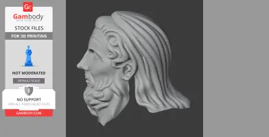 3D model of a classical male bust with long hair and beard, ideal for 3D printing.