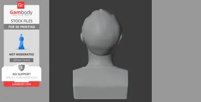 Back view of a minimalist bust model in gray, featuring a smooth, rounded head and shoulders.