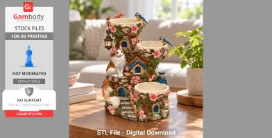 Whimsical Cat House Organizer STL File for 3D Print