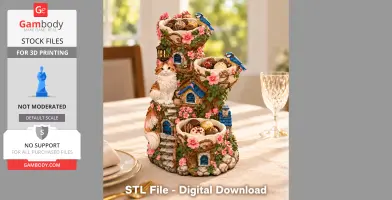 Whimsical Cat House Organizer STL File for 3D Print