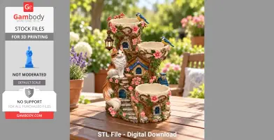 Whimsical Cat House Organizer STL File for 3D Print