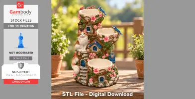 Whimsical Cat House Organizer STL File for 3D Print