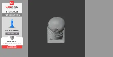 Top view of a digital 3D model depicting a bust with draped fabric and a smooth, rounded head.
