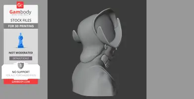 3D bust of a historical warrior with a detailed helmet and beard, viewed from the side.