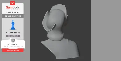 3D printable bust of a historical warrior viewed from the back, showing a textured neck and helmet.