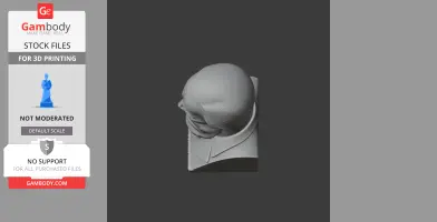 Top view of a detailed 3D-printed bust showcasing a textured head and detailed collar.