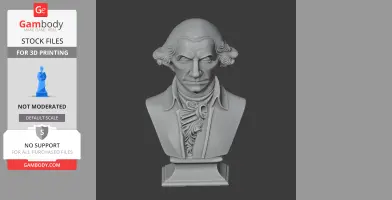 3D printable bust of a historical figure with ornate clothing, suitable for 3D printing enthusiasts.