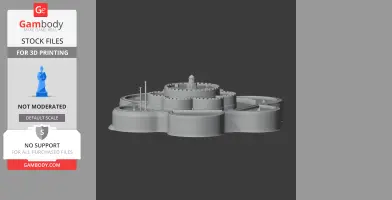 3D model of Deal Castle with circular bastions, suitable for 3D printing; shown on a dark background.