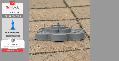 3D-printed model of Deal Castle, circular fort with bastions, placed on tiled ground.