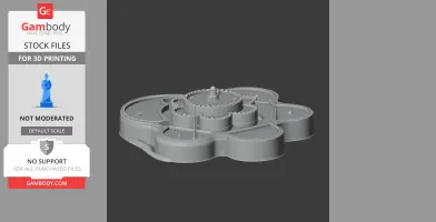 3D model of a circular fortress with concentric walls and central turret, designed for 3D printing.