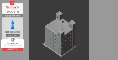 Gray 3D model of a medieval-style castle with towers and battlements, designed for 3D printing.