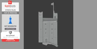 3D model of a castle facade with arched windows, a doorway, and a flag on top.