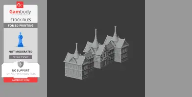 3D model of Grand Palace Bangkok with intricate roofs and spires for 3D printing, displayed on a gray background.
