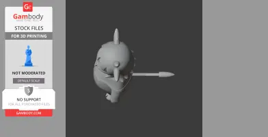 3D model of a character resembling a chubby creature with spiky features and a long tail or weapon.