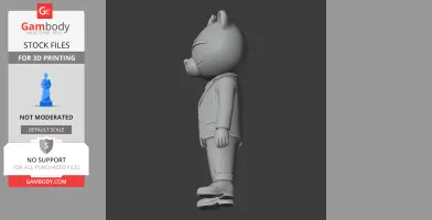 3D model of Mr. Armistead from 'Night in the Woods,' with animal features, wearing a suit. Side view.