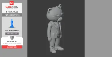 Cartoonish animal character in a suit, modeled for 3D printing.