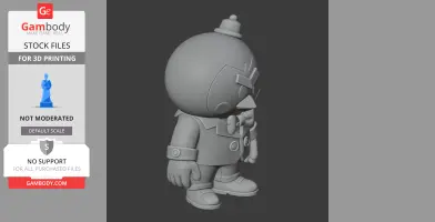 Cartoon penguin-like figure wearing a suit and bow tie, designed for 3D printing.