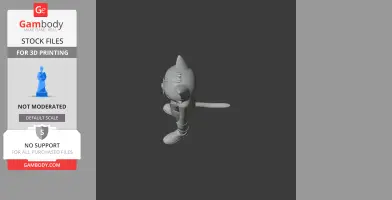 3D model of an anthropomorphic cat character standing with a tail, viewed from above.