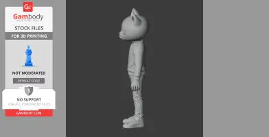 Gray 3D model of Mr. Santello from 'Night in the Woods,' side view, standing with feline features.